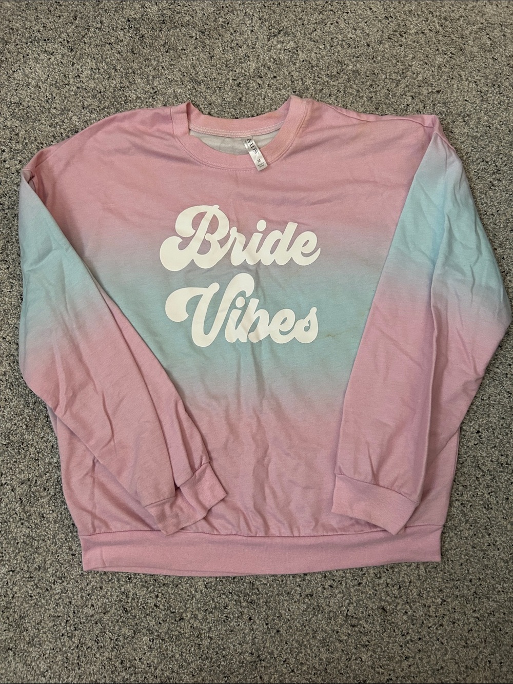 David's Bridal Pink and Light Blue Ombre "Bride Vibes" Crewneck Sweatshirt